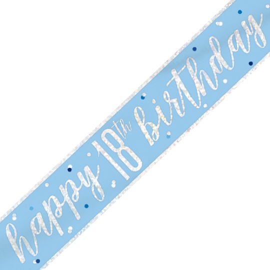 Baby Blue 'Happy 18th birthday' banner