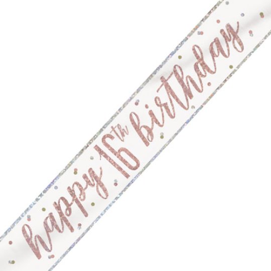 Rose gold 'Happy 16th birthday' banner