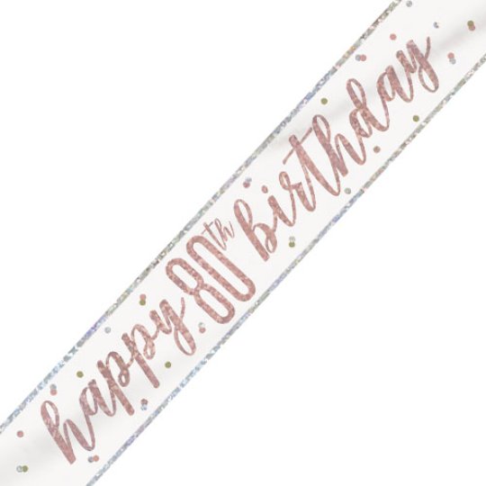 Rose gold 'Happy 80th birthday' banner