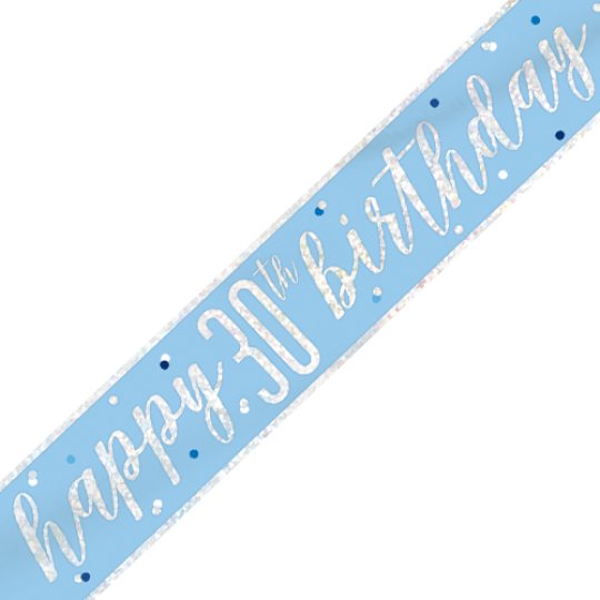 Baby blue 'Happy 30th birthday' banner