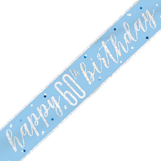 Baby blue 'Happy 60th birthday' banner