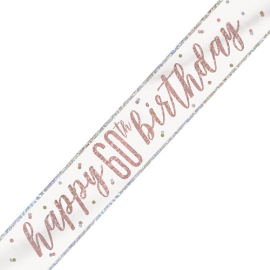 Rose gold 'Happy 60th birthday' banner