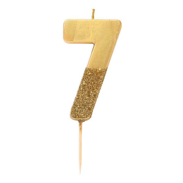 Gold glitter number candle - 7