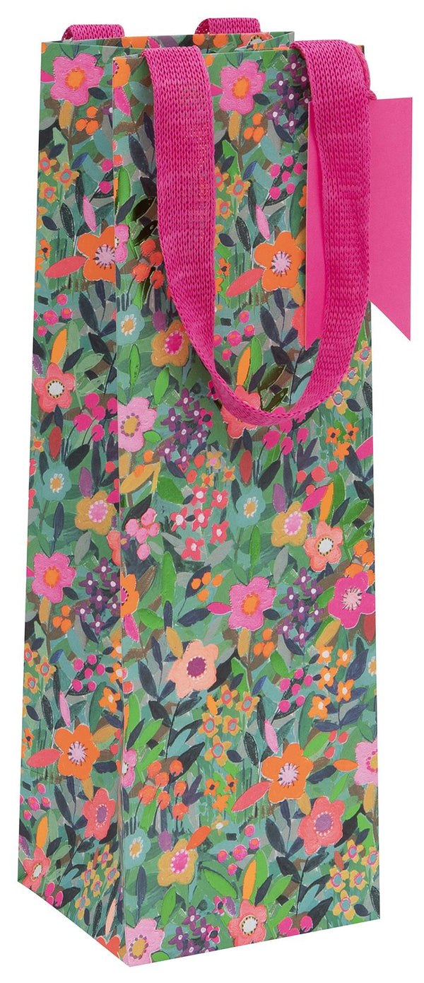 Bottle Gift Bag - Neon Flowers