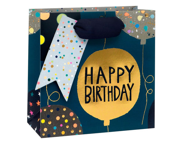 Small Gift Bag - Blue happy birthday balloon