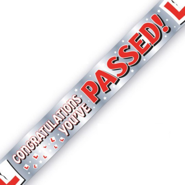 Silver 'Congratulations you've passed your driving test' banner