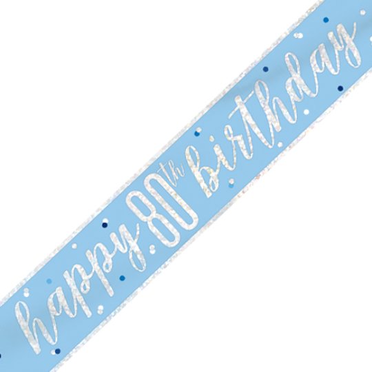 Baby blue 'Happy 80th birthday' banner