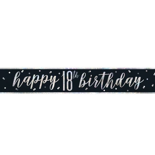 Black 'Happy 18th birthday' banner