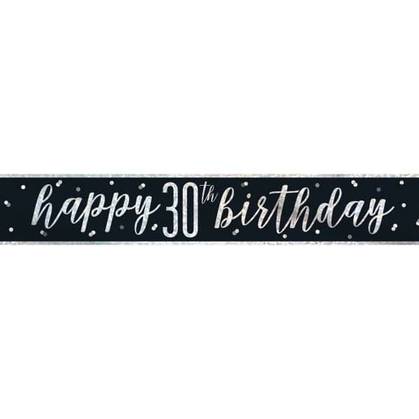 Black 'Happy 30th birthday' banner