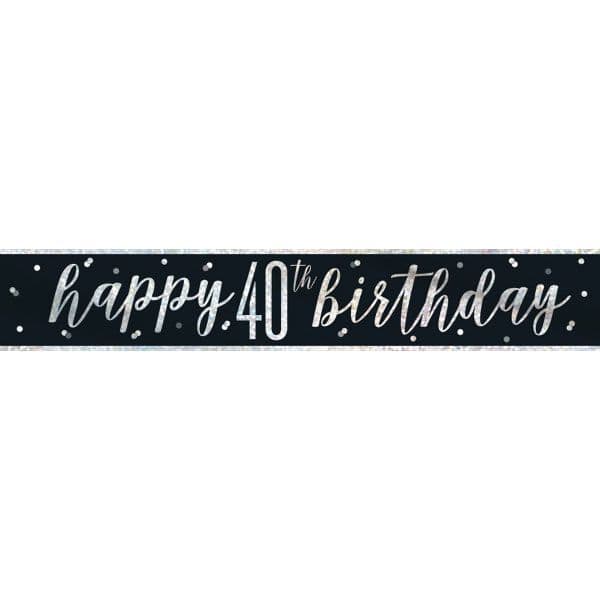 Black 'Happy 40th birthday' banner