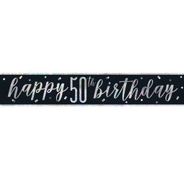 Black 'Happy 50th birthday' banner