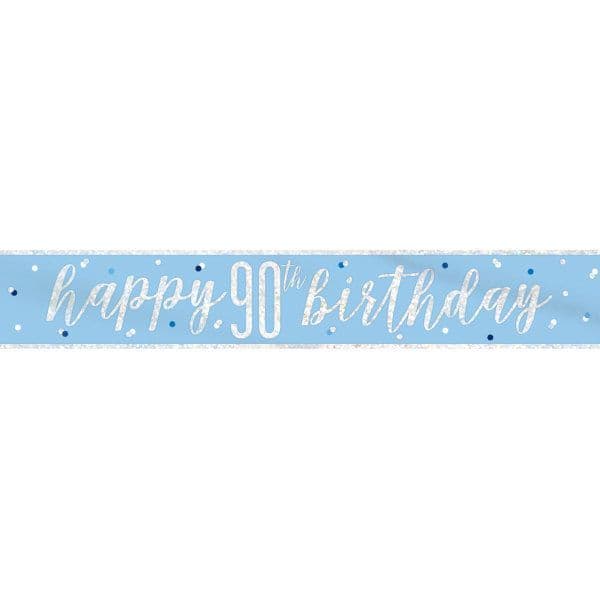 Baby blue 'Happy 90th birthday' banner