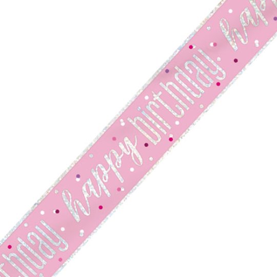 Baby pink 'Happy birthday' banner