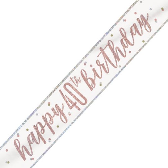 Rose gold 'Happy 40th birthday' banner