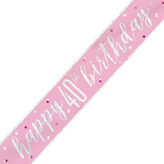 Baby pink 'Happy 40th birthday' banner