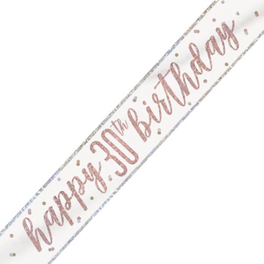 Rose gold 'Happy 30th birthday' banner