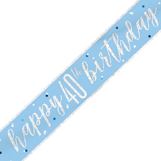 Baby blue 'Happy 40th birthday' banner