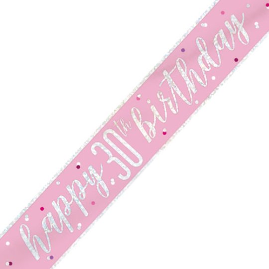 Baby pink 'Happy 30th birthday' banner