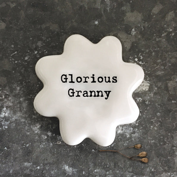 Porcelain flower token - 'Glorious granny'