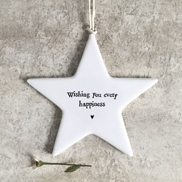 Hanging Star Plaque - 'Wishing you every happiness'