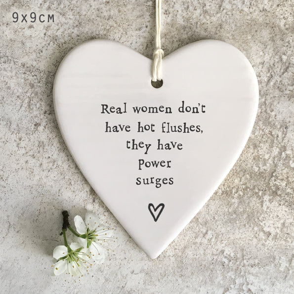 Hanging Heart Plaques - 'Power surges not hot flushes'