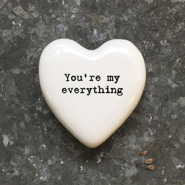 Porcelain heart pebble - 'You're my everything'