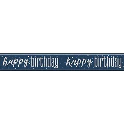 Dark blue 'Happy birthday' banner