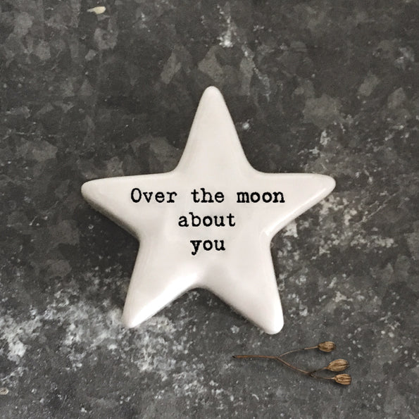 Porcelain star pebble - 'Over the moon'