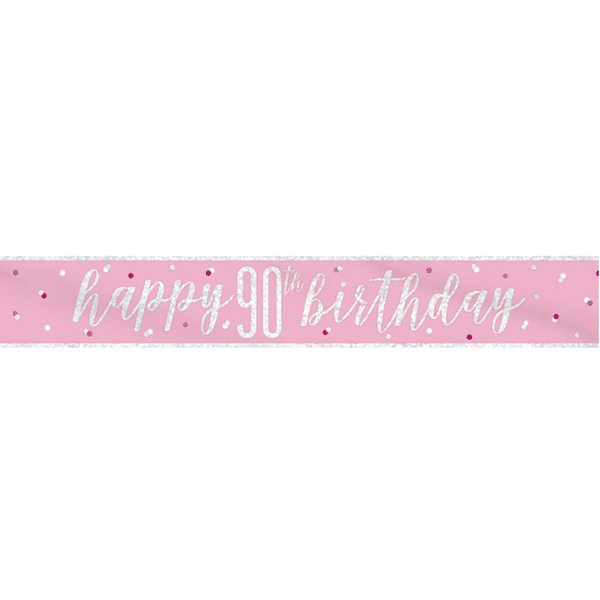 Baby pink 'Happy 90th birthday' banner