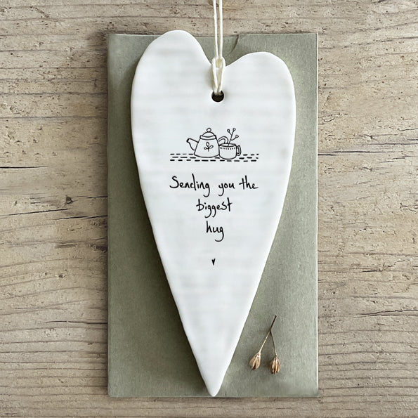 Long Hanging Heart Plaque - 'Sending Hugs'