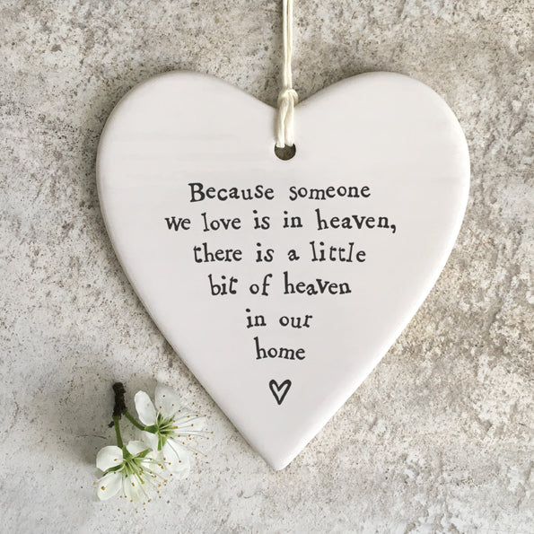 Hanging Heart Plaque - 'Someone we love is in heaven'