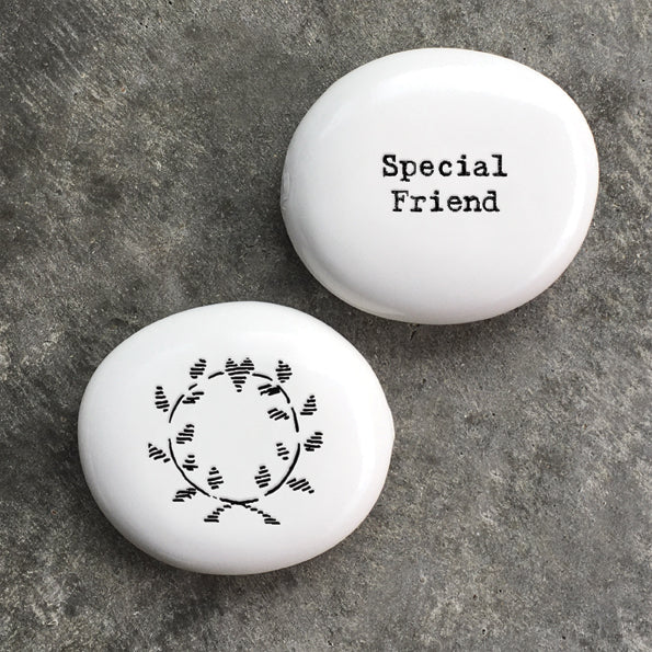 Porcelain pebble - 'Special friend'